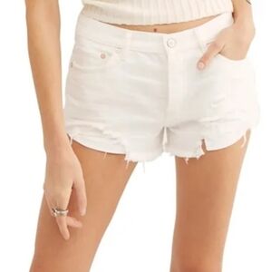 NWT We The Free White Jean‎ Shorts Distressed Hem